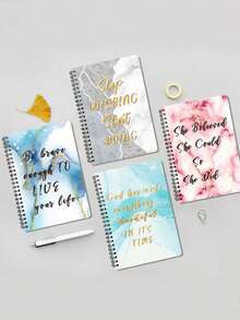 1本大理石纹笔记本，A5尺寸，侧翻式横线笔记本，适用于学校和办公室 - A5 - 查看 5