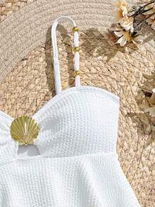 SHEIN Teen Girls' Elegant 2 Pieces Swimsuit, White Shell Decor Bikini Set For Beach Party White Bathing Suit For Kids Kids White Swimsuit Girls Girl Two Piece Swimsuit Tankini Tween White Swimsuit Pleated Bathing Suits Tweens Summer Vacation Thermal Christmas Holiday Festival New Years Valentines Swim
رمضان
عباياتabaya جلابياتjalabiya جلابيه - White - View 6