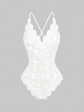 Kawaii Romantic Valentine's Day Sexy Lace V-Neck Ruffle Adjustable Strap Bodysuit