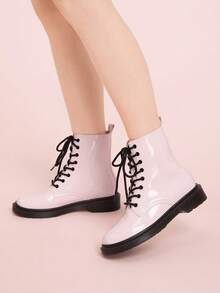 CUCCOO DOLLMOD Women's Fashionable Versatile Lace-Up Ankle Boots For Christmas - Pink - View 3