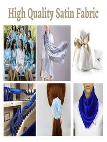 1 Thước vải thủ công mềm mại DIY Chất liệu lụa giả satin bóng cho váy cưới, váy lót, khăn trải bàn, phông nền trang trí nhà cửa - màu đen - Xem 5