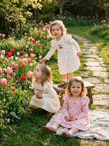 SHEIN 3-Piece Set Baby Girl Winter & Autumn Clothing Back To School Season 3M-3Y Pink White Apricot Cute & Fashionable Love Heart Bow Sweet Heart Letter Print Round Neck Ruffle Elastic Long Sleeve Dress Button Front Comfortable & Soft Daily Wear Suitable For Spring, Autumn & Winter Outdoor Wear Casual Ideal As A Gift - Multicolor - View 9