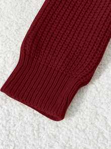 EMERY ROSE Suéter holgado de punto de unicolor con hombros caídos, casual y sencillo para uso diario y trayectos, para otoño/invierno - Rojo - Ver 3