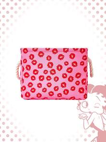 Betty Boop | ROMWE Giỏ/đổ đựng quần áo bẩn cỡ lớn, họa tiết môi và hoạt hình. - Màu Hồng Tươi - Xem 3