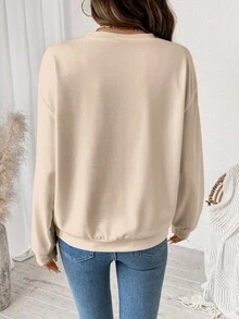 SHEIN LUNE Women's Casual Leopard Print Bow Graphic Round Neck Loose Fit Long Sleeve Sweatshirt - Multicolor - View 3