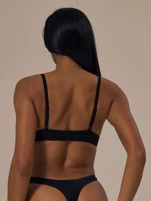 MUSERA V Plunge Triangle Bralette High Leg Thong Cotton 2 Piece Multipack Set  Lingerie Evening Everyday Underwear Sexy Summer - Black - View 4