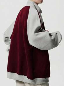 Lalippa 女士休闲学院风字母刺绣撞色条纹侧插肩袖拉链卫衣 - 彩色 - 查看 2