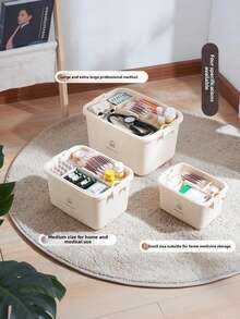 1pc Large-Capacity Double-Layer Home Medical Kit, Simple And Convenient Hand-Held Medication Storage Box, First Aid Kit, Household Storage Box, Emergency Medical And Healthcare Medication Organizer