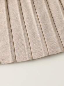 SHEIN Playful Pals 女婴蝴蝶结装饰毛衣和百褶裙套装 - 杏色 - 查看 4