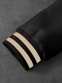 Manfinity Homme Plus Size Men's Contrast Color Patchwork Slogan Print Sports Long Sleeve Jacket - Multicolor - View 4