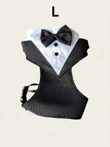 1 pieza Elegante traje de boda para mascotas con chaleco, corbata de moño, arnés y correa para perro para ceremonias, fiestas, celebraciones formales, Navidad, cumpleaños, sesiones de fotos y disfraces para mascotas - Blanco y Negro - Ver 11