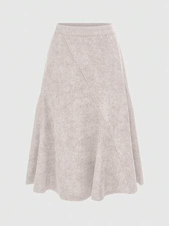 Hippie Jupe décontractée pour navettage avec fermeture éclair latérale de couleur unie pour femmes