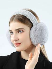 1/2个装男女通用纯色耳罩 - 柔软毛绒耳罩，雪白女士耳罩，可折叠耳罩，女士可爱耳套，可调节头带，带毛绒保暖内衬，舒适防寒，适合冬季户外活动、派对拍照、户外耳罩。冬季秋季配饰 - 彩色 - 查看 5