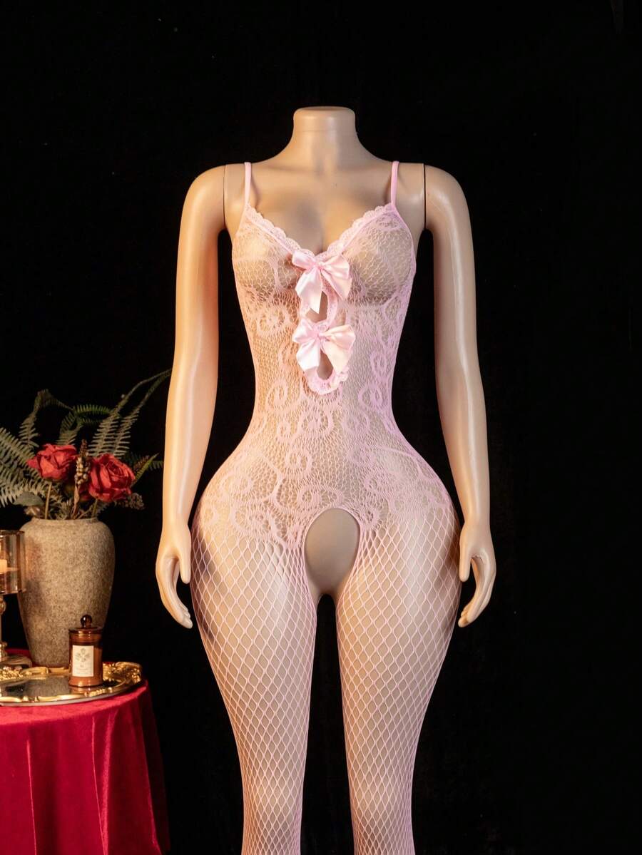 ملابس داخلية شبكية لاسلكية للنساء الجذابات - وردي - مشاهدة 1