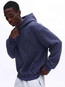Áo hoodie dáng rộng SUMWON màu xám tro với mũ có dây rút, chất liệu mềm mại, ấm áp, thích hợp mặc nhiều lớp vào mùa thu đông. - Màu xanh lam - Xem 4
