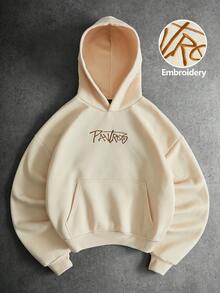 PAVTROS Sudadera de hombre con estilo urbano que tiene un bordado de ramo de flores en el frente y la espalda, adecuada para uso diario, en casa, para juegos, festivales de música al aire libre, salidas casuales, regalo para novio/esposo, regalo de aniversario - Albaricoque - Ver 3