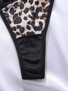 Snug Zone Culottes g-string simples et décontractées en imprimé léopard avec nœud en dentelle contrastée et décoration. Lingerie sexy pour femmes. - Multicolore - Voir 3