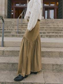 Nöista 优雅的棕色半身裙，采用不对称设计和飘逸的廓形；是夏季服装/春假服装造型和女士春假服装系列的时尚之选。 - 棕色 - 查看 5