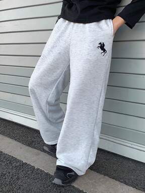 ティーンボーイ カジュアル 日常着 快適 パッチポケット ストレート ルーズ 無地 ニットパンツ