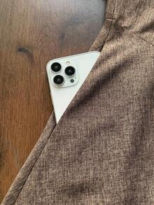 Vintamour 复古经典优雅女士连衣裙，秋冬修身撞色连衣裙，系领长袖带口袋，棕色连衣裙 - 棕色 - 查看 6