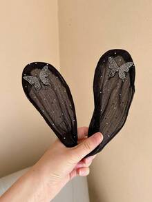 1 Peça Clipe de Cabelo com Laço de Strass Cintilante, Decoração de Laço de Tule, Clipe de Cabelo com Bola Enrolada, Adequado para Festa e Uso Diário - Multicolorido - Visão 7