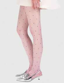 ROMWE Kawaii 1 Pasang Celana Ketat Wanita Motif Hati Perak, Gaya Minimalis Kasual untuk Semua Musim, Pemakaian Sehari-hari - Baby Pink - View 6