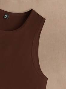 Manfinity VCAY 3 Pack Men's Round Neck Casual Loose Fit Tank Top,Summer Gym Sleeveless Shirts Set,Basic Light Brown Solid Soft Undershirt,Beach Holiday Muscle Tee - Multicolor - View 4