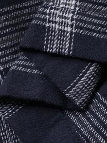 DAZY Blue Plaid Long Robe With Elastic Waist Pants Men's Sleepwear Set, Spring/Autumn - Blue - View 3