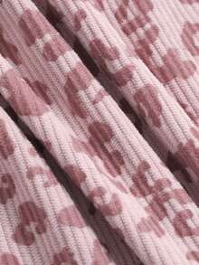 Camiseta de manga corta de corte holgado con cuello redondo y estampado de leopardo, ropa de otoño - Rosa - Ver 3