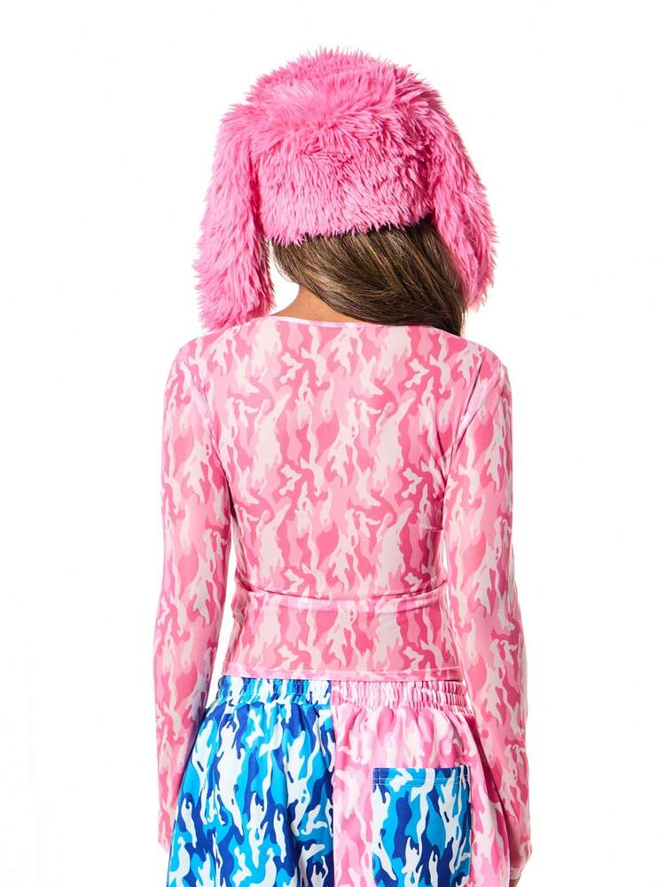 SUMWON WOMEN Top corto a maniche lunghe con stampa mimetica