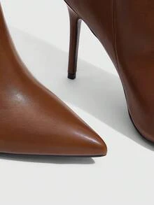 CUCCOO SZL Damen Mode vielseitige spitze Kniehohe Absatz Stiefel - Braun - Übersicht 4