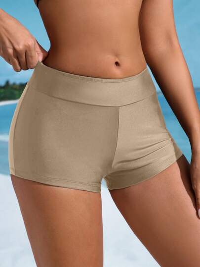 Swim SPRTY Women's Solid Color Minimalist Casual Swimsuit Bottom Skirt Women's Beach Bikinis Summer 2026  Cashew Floral Print, Summer Beach Suitable For Holiday, Date, Afternoon Tea, Western, Cruise, Beach, Island, Road Trip, All Seasons, Music Festival, Boho Vacation,Bohemian Vacation, Chill Autumn ,Western Boho Stretchy Shorts For Women Booty Shorts For Women Bathing Suits For Women Shorts Sexy Shorts For Women Stretchy Shorts For Woman Butt Lifting Shorts