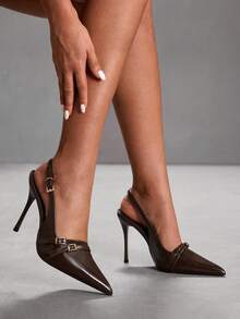 CUCCOO SZL Damskie szpilki ze spiczastym noskiem i klamrą w modnym stylu do pracy