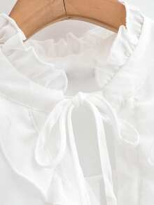 Revavyn Áo cánh nữ tay chuông cổ nhún bèo voan cao cấp thanh lịch - trắng - Xem 8