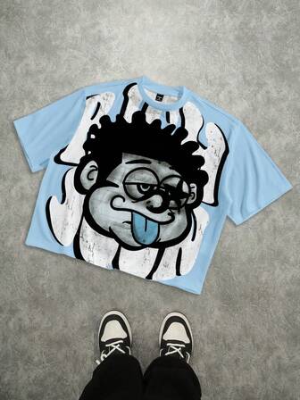 Manfinity EMRG Men's Cartoon Print Loose Casual Daily Commute Short Sleeve T-Shirt