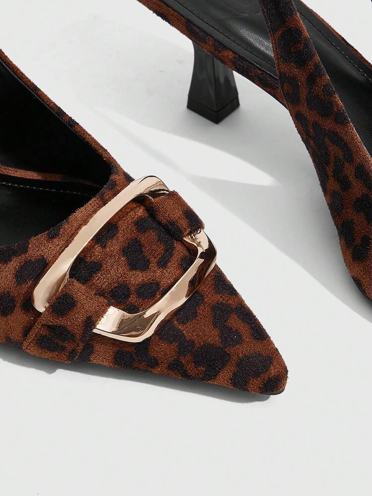 CUCCOO SZL Leopard Print Fashionable Versatile Elegant Commuting High Heels For Christmas - Multicolor - View 6