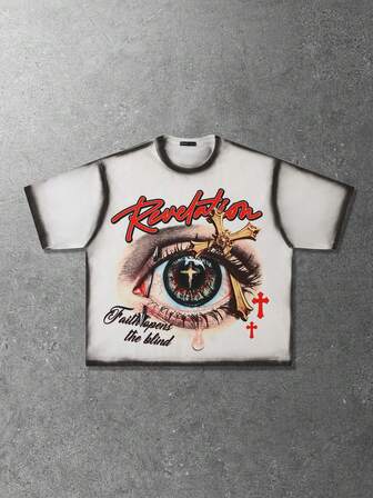 Street Life T-shirt casual da uomo a collo tondo, vestibilità morbida, dipinta a mano, estiva