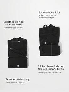 GLOWMODE Grip And Glow High Intensity Sweat-Wicking Breathable Anti-Slip Strips Wrist Straps Training Gloves Autumn Winter Gym Training Workout Active Wear - Black - View 5