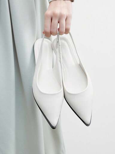 CUCCOO BIZCHIC Women's Pointed Toe Flat White Backless Comfortable Minimalist Slingback Flats, Versatile For Commuting And Daily Wear For Christmas