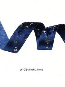 2Meter/Lot Double-Sided Gold Star Golden Velvet Cloth Ribbons 1"(25MM) Bow Cap DIY Clothing Accessories Party Gift - Multicolor - View 3