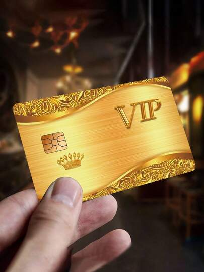 1枚/4枚 高級ゴールドVIPパターンステッカー、クレジットカード用スキンカバー、PVC指紋防止超薄型耐久性抜群の傷防止プライバシーカードステッカー、銀行カード、交通カード、学生証、学用品、DIYファッションデコレーションに最適