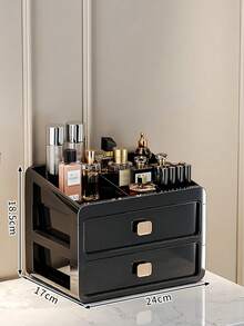 Multi-Size Makeup Storage Box, Black Drawer-Type Cosmetic Organizer Cabinet, Large Capacity Beauty Product Case For Skincare & Makeup Collection - Multicolor - View 5