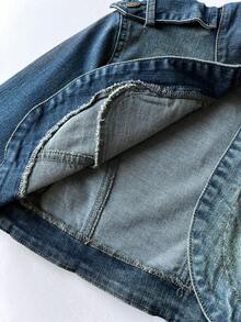 Elamini Women's Fashionable Retro Short Denim Jacket