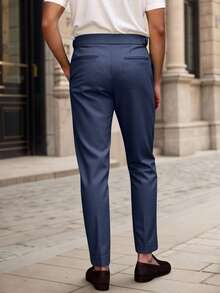Manfinity Mode Men Buckled Detail Suit Trousers - Dusty Blue - View 2