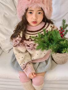DAZY Young Girls Round Neck Christmas Knit Sweater, Autumn/Winter