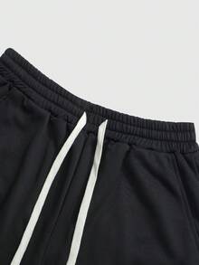 ROMWE MEN Quần nỉ nam họa tiết thời trang, mặc hàng ngày tối giản - màu đen - Xem 6