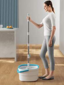 易拧干旋转拖把地板清洁工具 360°旋转家用长柄干湿两用拖把，适用于家庭厨房浴室清洁，快速干燥高效拖地系统 - 預設 - 查看 5