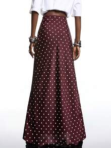 LYSMO 2025 New Arrive Minimalism Winter  Women's Polka Dot Print Elegant & Fashionable Mermaid Skirt Maroon Skirt Burgundy Skirt Long Skirt Women S Maxi Skirt Skirts For Women,New Year Clothes,New Year Look - Black and White - View 2
