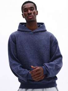 Áo hoodie dáng rộng SUMWON màu xám tro với mũ có dây rút, chất liệu mềm mại, ấm áp, thích hợp mặc nhiều lớp vào mùa thu đông. - Màu xanh lam - Xem 6
