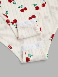 Sweetra Mono de talla grande con estampado de cerezas, cuello en forma de corazón, espalda acanalada y lazos en los hombros - Multicolor - Ver 6